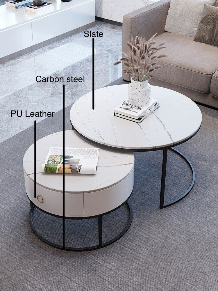 White Ceramic Round Coffee Table -XT2