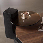 Coffee Table 2-Piece Round Farmhouse, Double Nesting Circular Lumber Side Table