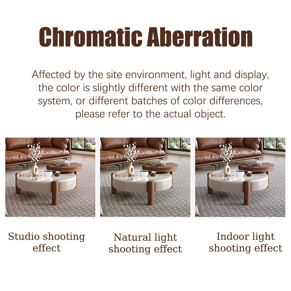 Wood + Faux Marble Round Coffee Table Sets