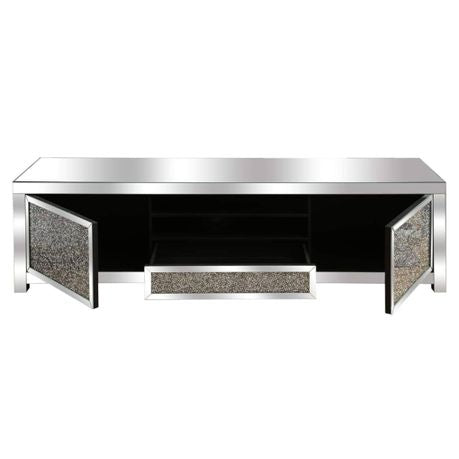 TV Stand Diamond Crushed TV Stand Soft Close Doors Crystal Mirror