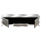 TV Stand Diamond Crushed TV Stand Soft Close Doors Crystal Mirror