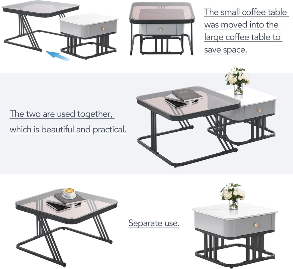 White Square Nesting Coffee Table