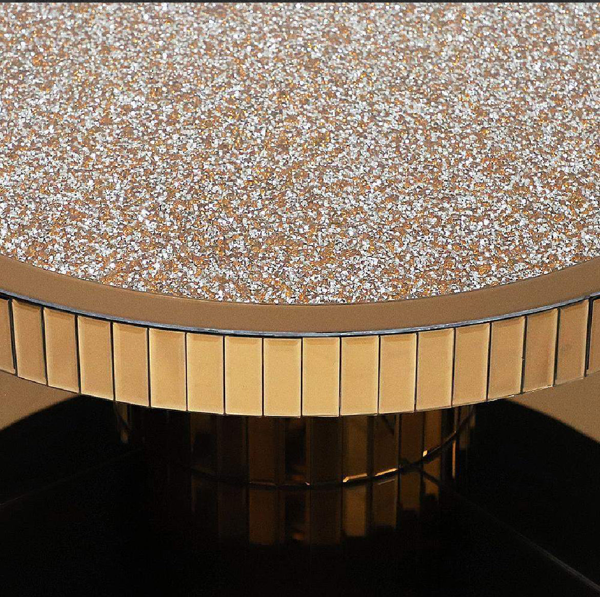 Gold Crystals Mirror Coffee Table