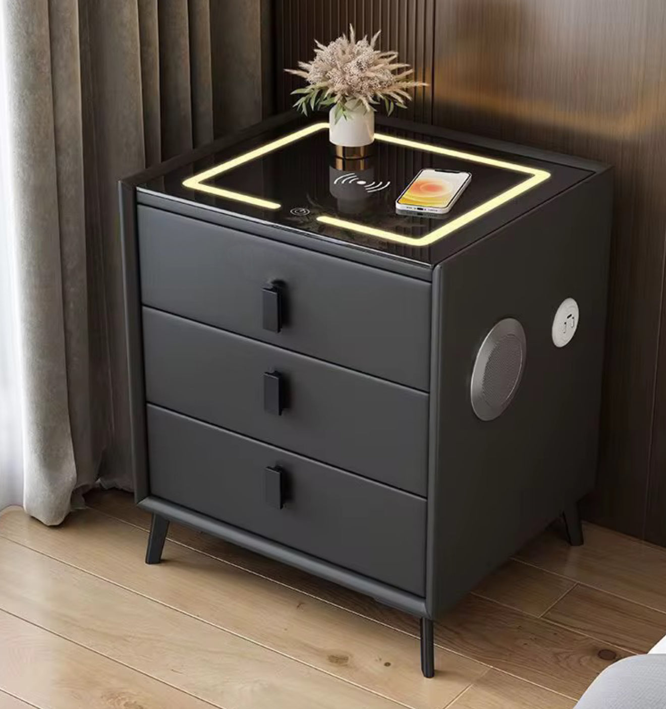 Black - Smart Bedroom Sidetable