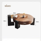 Coffee Table 2-Piece Round Farmhouse, Double Nesting Circular Lumber Side Table