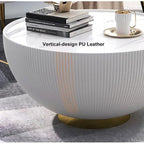 Round Sintered Stone Leather Drum Coffee Table Set