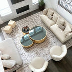 Black, Gold Glass Round X 3 Coffee Table Set