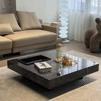 Faux Marble Square Black Coffee Table