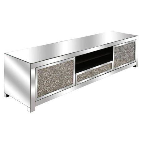 TV Stand Diamond Crushed TV Stand Soft Close Doors Crystal Mirror