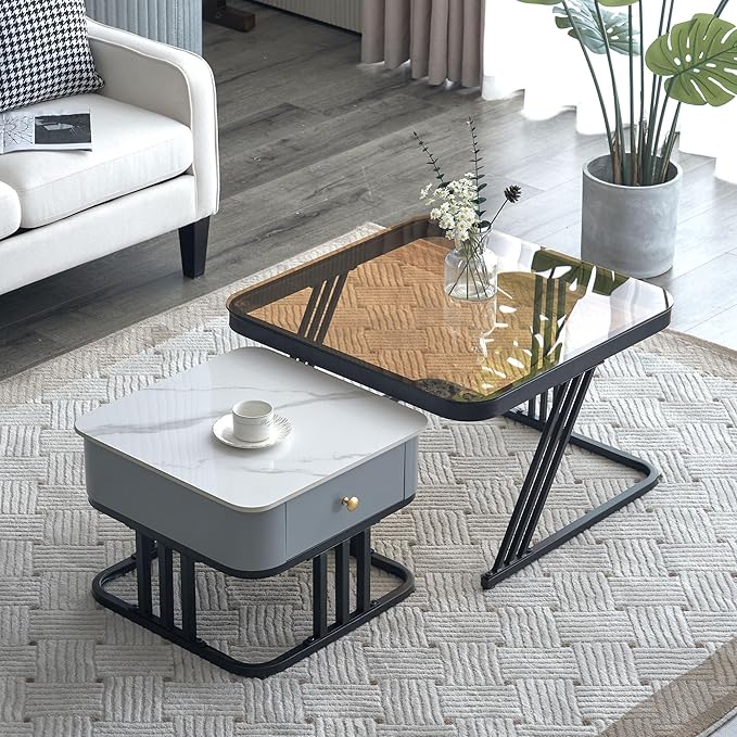 White Square Nesting Coffee Table