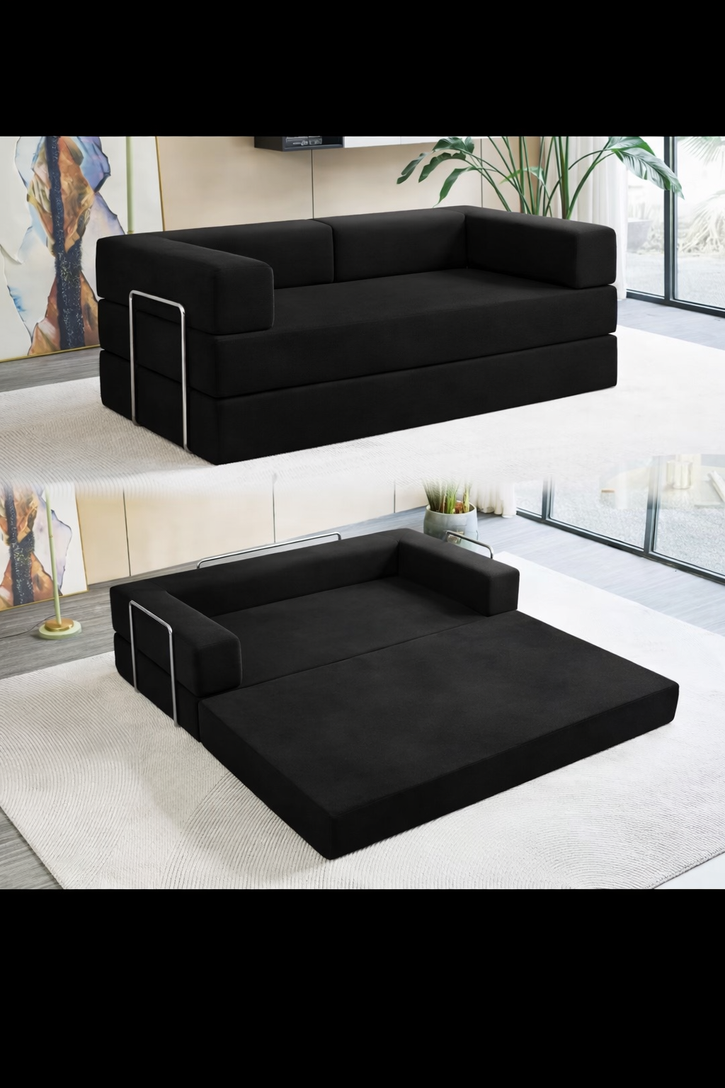 Black - Convertible Compressed Sleeper Couch