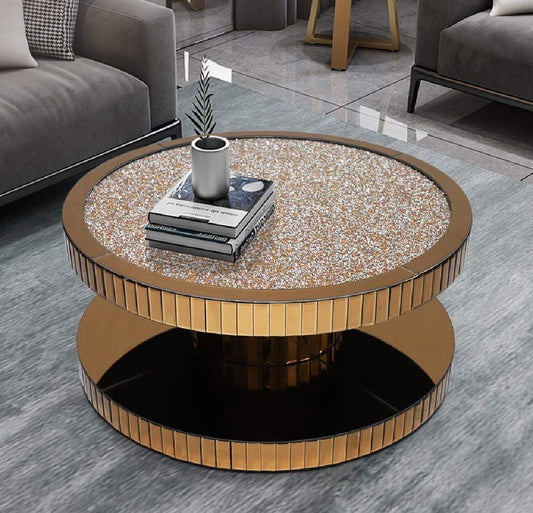 Gold Crystals Mirror Coffee Table