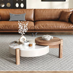 Wood + Faux Marble Round Coffee Table Sets