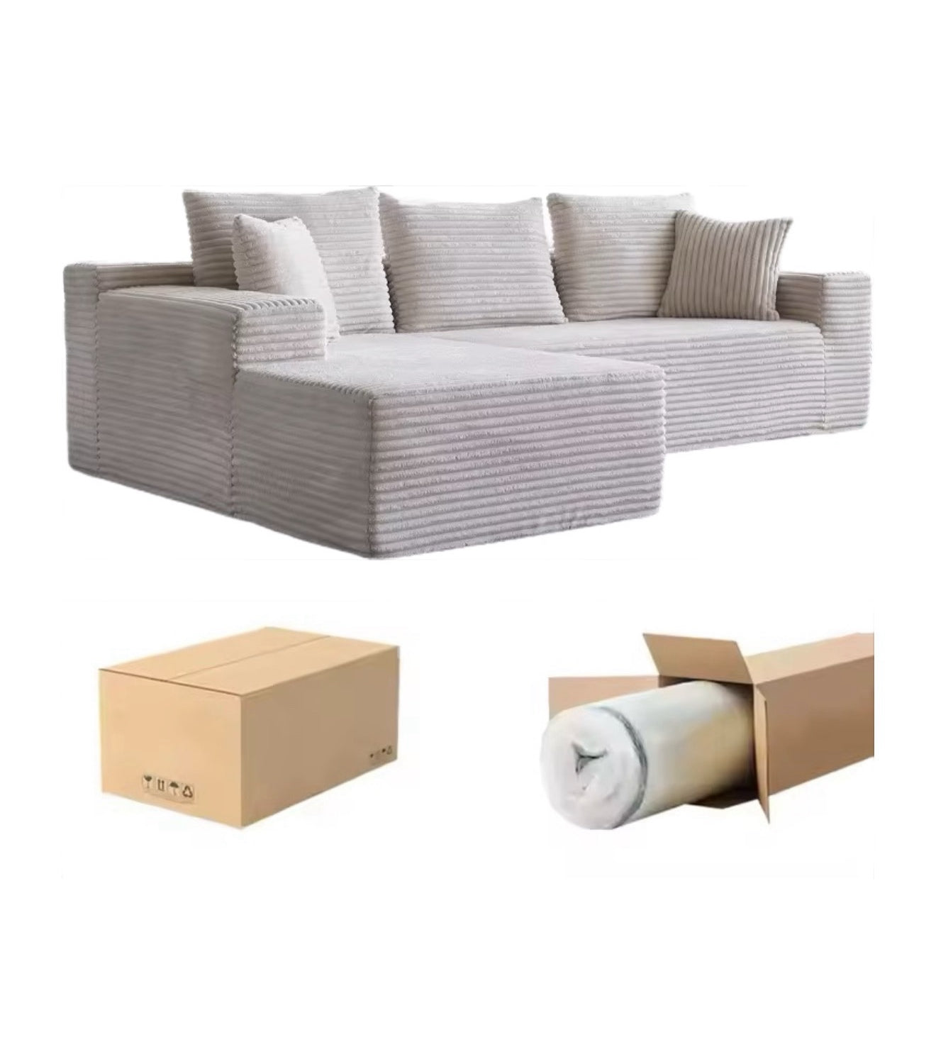 L-shaped compressed couch