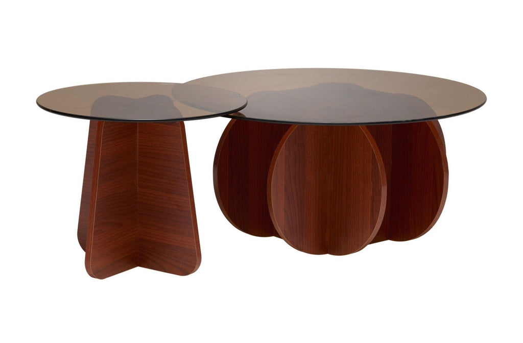 Rustic Cocktail Coffee Table - Tempered Glass-Top for Small Spaces - JM2