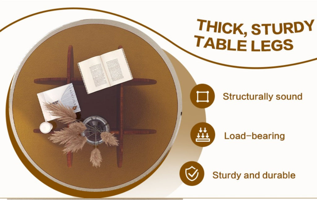 Rustic Cocktail Coffee Table - Tempered Glass-Top for Small Spaces - JM2