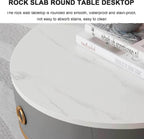 2 Round Nesting Glass & Marble Coffee Table with PU Leather Storage Drawer - XT3