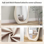 Flannel Wrapped Wooden Frame Floor Mirror,Irregular Wavy Mirror Standing