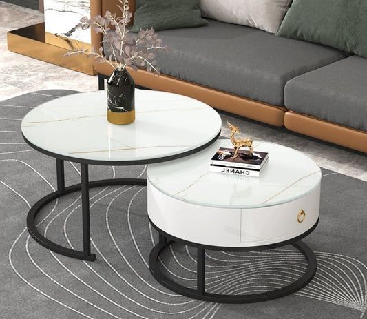 White Ceramic Round Coffee Table -XT2